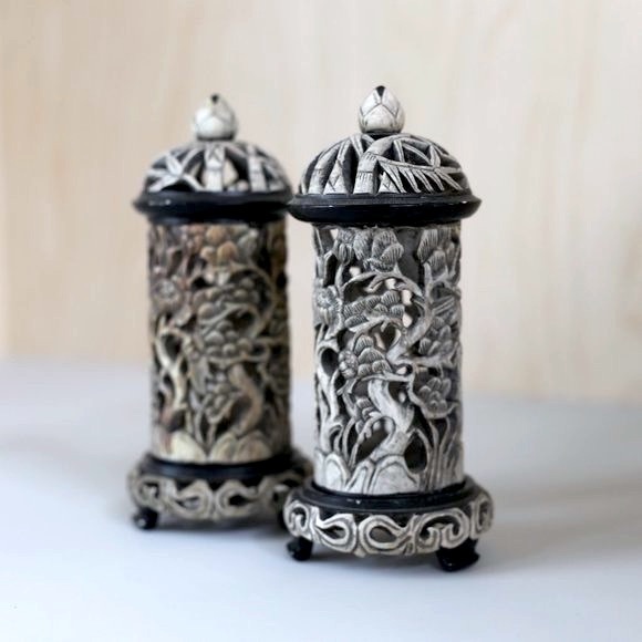 Vintage Marble Hand Carved Candle Holders
